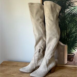 Marc Fisher Suede-look Taupe Over the Knee Boots